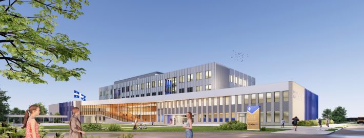 Perspective extérieure du projet de construction avec agrandissement de l'école secondaire Pierre-Bédard